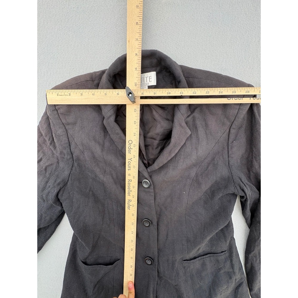Petite Sophisticate Vintage Black Textured Blazer Jacket Size 12P Rayon Lined - Picture 5 of 13